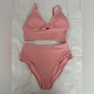 Pink Ribbed Bikini Set Aerie
